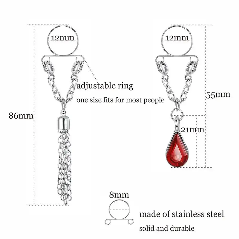 Нет необходимости в перфорации. Поддельные ногти для сосков, кольцо для груди, сексуальный зажим, регулируемый подвес.