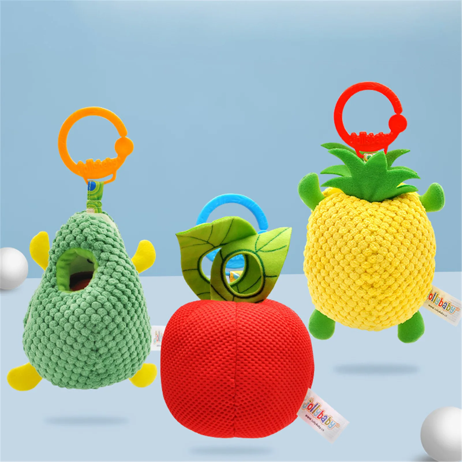 

Fruit Shape Plush Toy Cute Stuffed Fruit Toys Crib Fun Hanging Soothing Toys Built-in Bell Ideal Gift For Children 3 styles