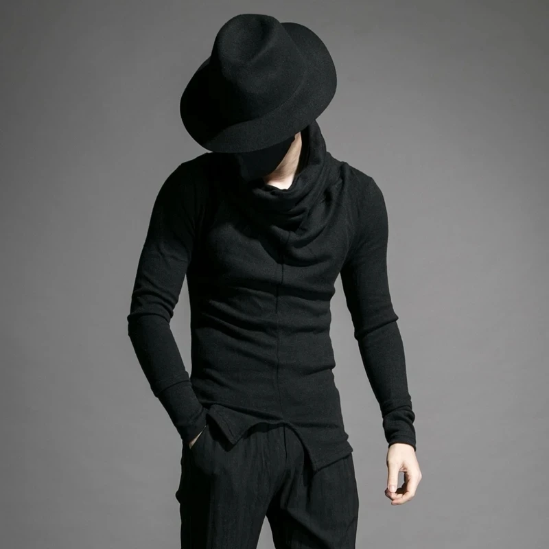 

Men's Korean Slim Fitting Sweater Autumn New Black High Collar Trend Personalized Matching Background Pullover Coat