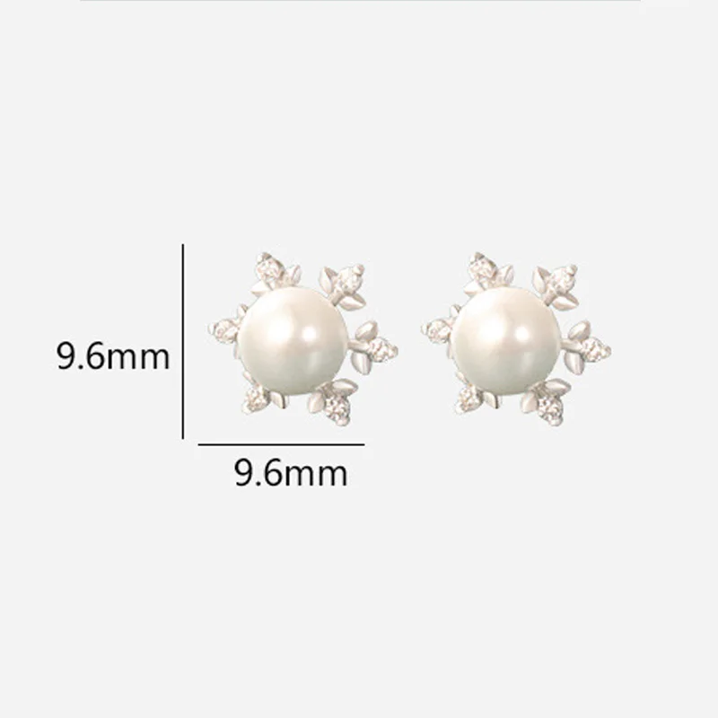 

925 Silver Fashion Pearl Stud Earrings For Women 2021 Korean Simplicity Cute Flower Geometry Round Gold Earrings Female Jewelry