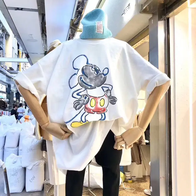 Harajuku/футболка с принтом мышки из мультфильма Король Лев модная футболка круглым
