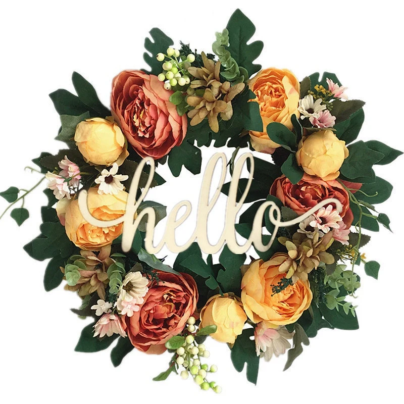 

16.5Inch Wreaths Farmhouse Garland for Front Door,Home Decor for Window Wall Party Wedding