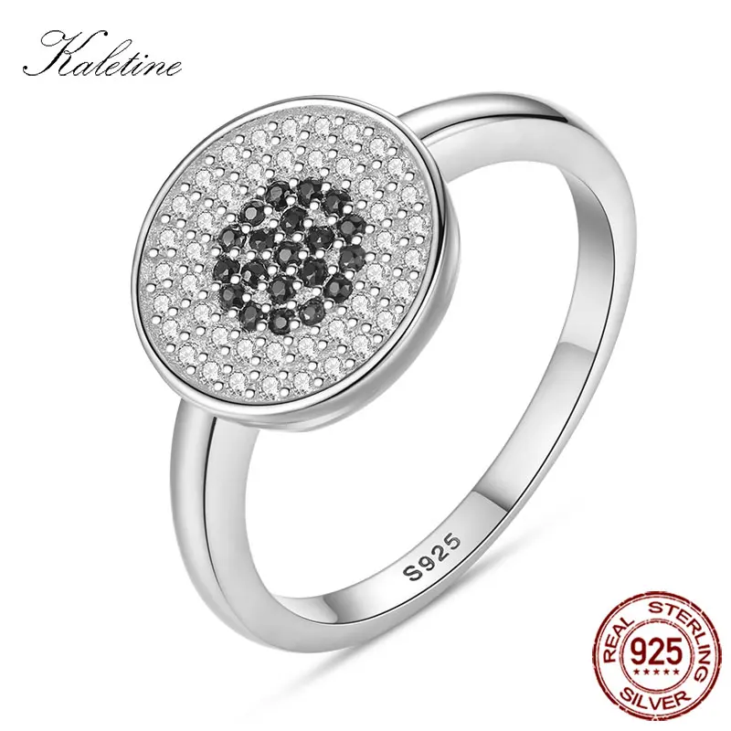 White gold color Счастливый Хамса от дурного глаза 925 пробы серебряные кольца для женщин на удачу черный камень для влюбленных пар мужские ювелирные изделия кольцо из розового золота - Цвет основного камня: White gold color