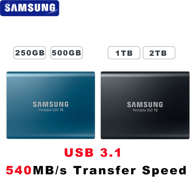 100% Samsung T5 портативный SSD 250 ГБ 500 1 ТБ 2 USB3.1 внешний твердотельный накопитель USB 3 Gen2 и