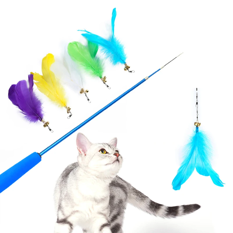 

Replacement Cat Plush Toy Interactive Teaser Stick Toy Kitten Soft big feather