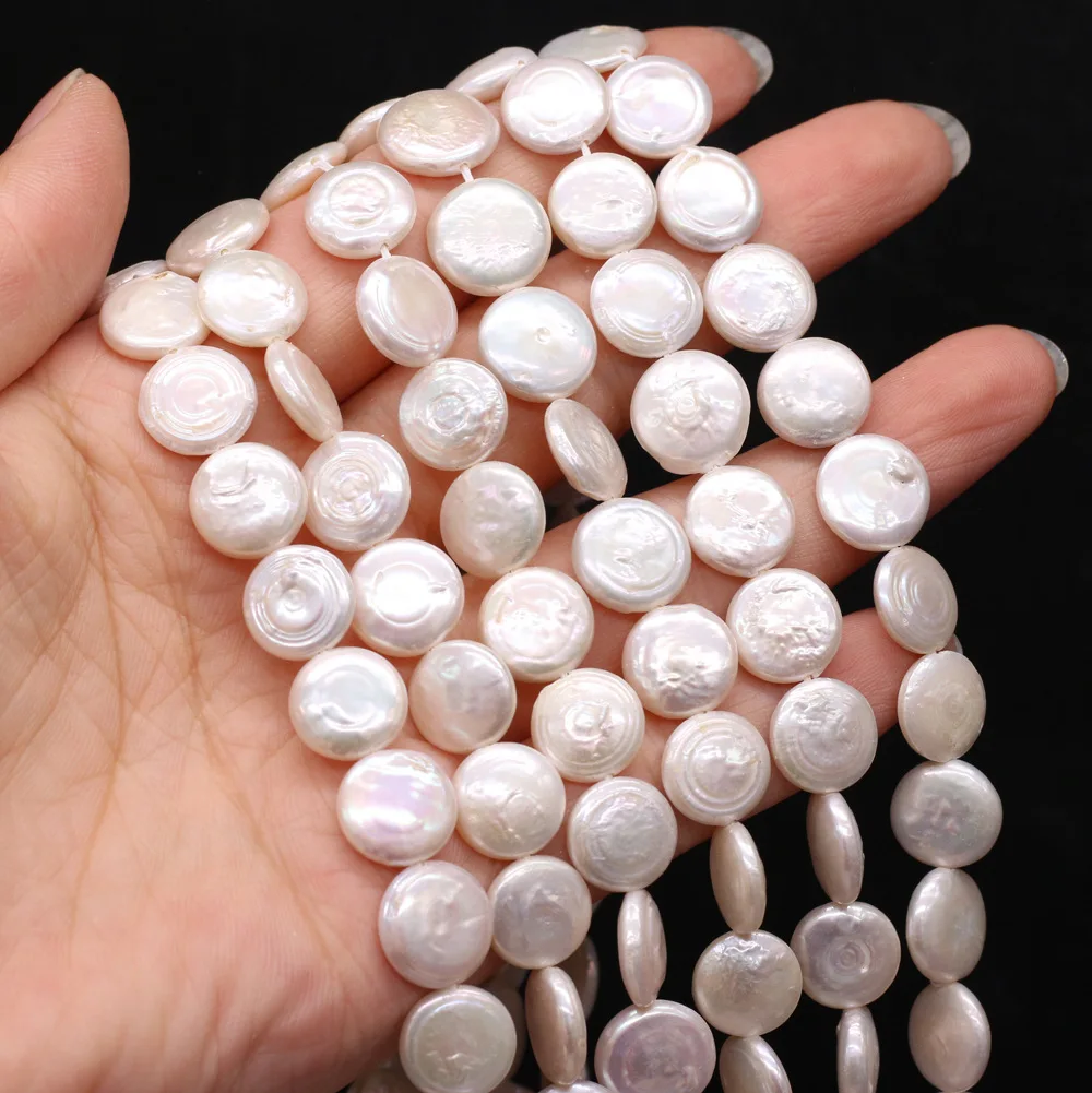

MeiBaPJ 11*12mm Natural freshwater pearl beads white button DIY jewelry accessories semi-finished manual jewelry production