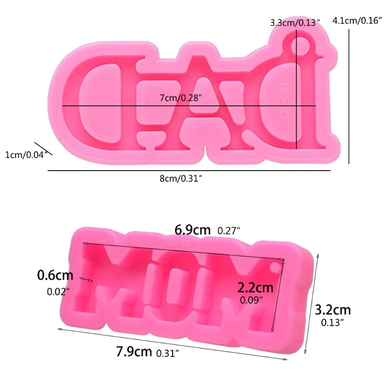 

Handmade Mom Dad Resin Mold Letter Mother's Father's Day Gift Keychain Pendant Resin Casting Mold Jewelry Making Tools