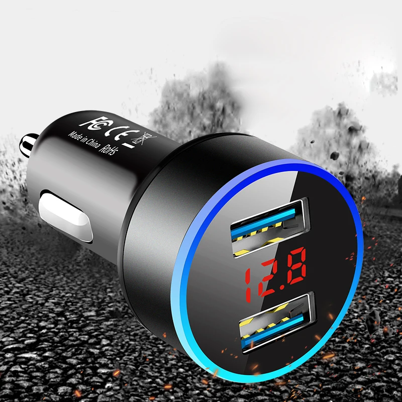 Универсальное автомобильное зарядное устройство с двумя usb-портами 3,1 А, светодиодный дисплей, автомобильное зарядное устройство для мобильного телефона Xiaomi, samsung S8, iPhone 6, 6s, 7, 8 Plus, планшет