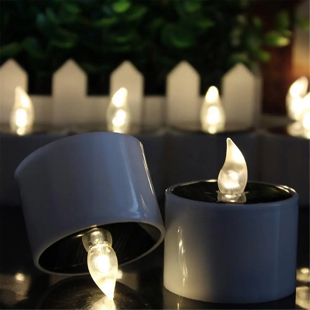 

Moved Solar Energy LED Solar Candle Light DRY Cylindrical Party Tea Light Decor Wedding White For Christmas Lamp Warm P6O1