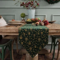 table runner 30 x 180cm green snow printed christmas table runners for party coffee dinning table triangle home decoration