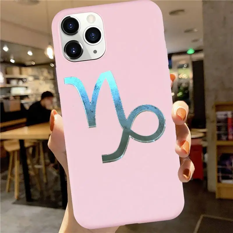 

interesting Twelve constellation symbols Phone Case Candy Color for iPhone 6 7 8 11 12 s mini pro X XS XR MAX Plus
