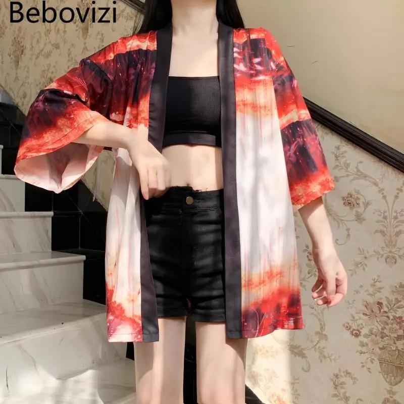 

Kimono Japanese Anime Asian Clothes Women Yukata Costume Haori Obi Beach Fashion Women's Red Kimono Cardigan Japan Sexy Shirts