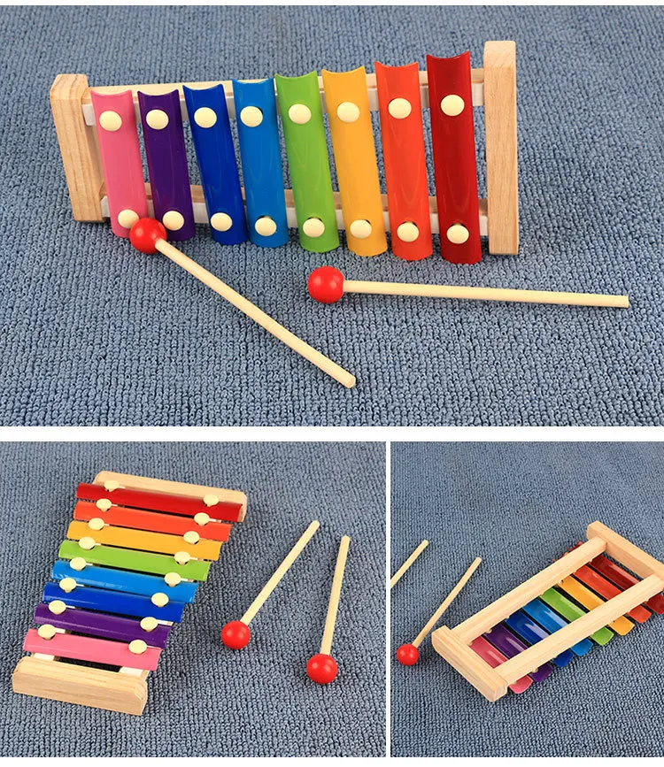 

Baby Kid Music Instrument Wooden Toy Octave Knocking Xylophone Early Educational Toy Musical Rainbow Color Develop Baby Talent