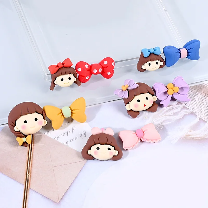 

10Pcs/lot Kawaii Cute Girl Bowknot Flatback Resin Cabochon Fit Phone Case Decoration Crafts DIY Scrapbooking Hair Accessories