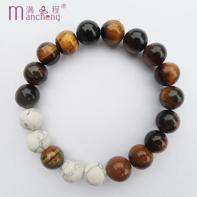 

Strand White turquoise Tiger's eye stone bracelet Best Natural Tiger's eye beads White turquoise bracelet for Women man Party