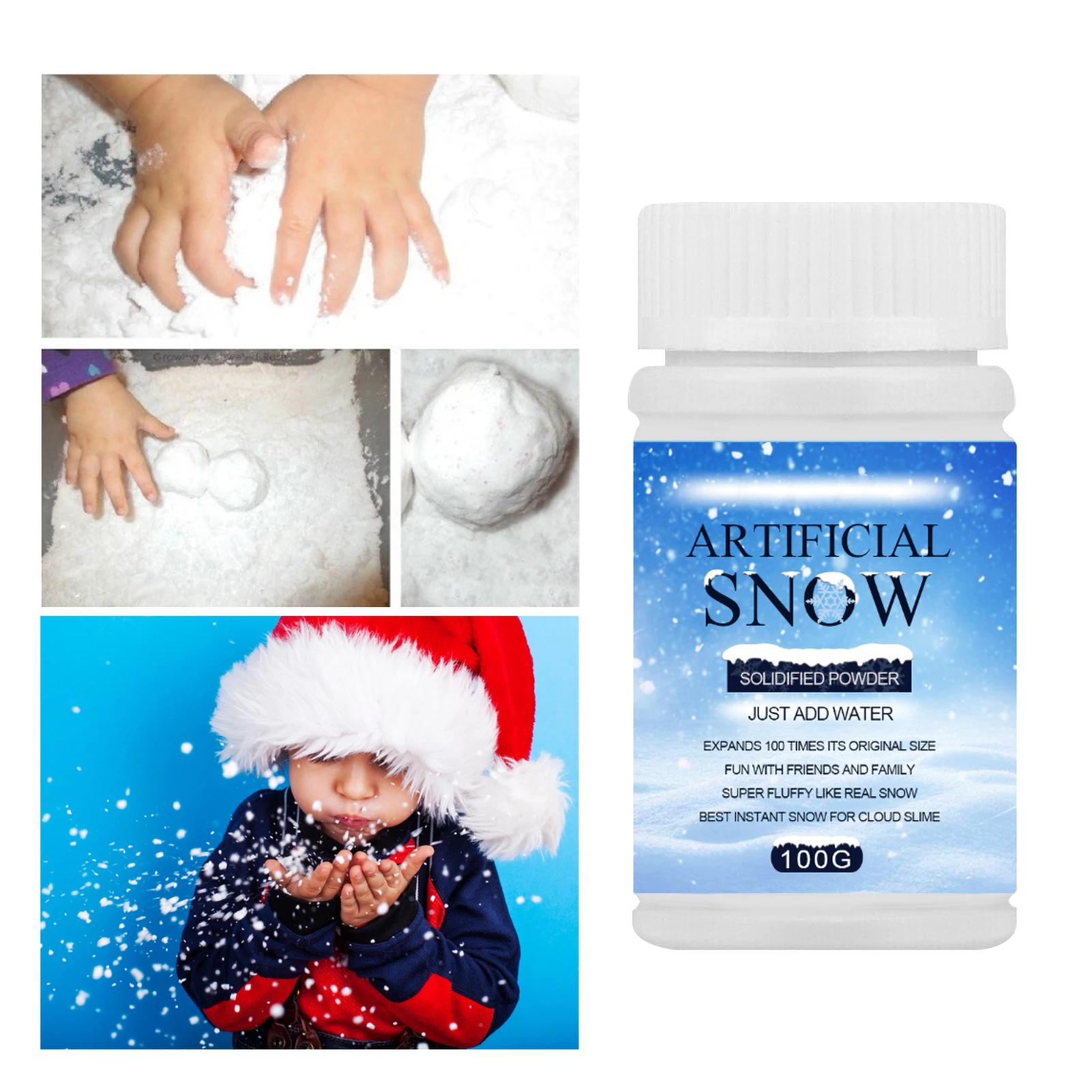 

DIY Artificial Fake Fluffy Faux Snow Powder Coagulator for Wedding Decoration Kids Educational Toys for Children Gifts