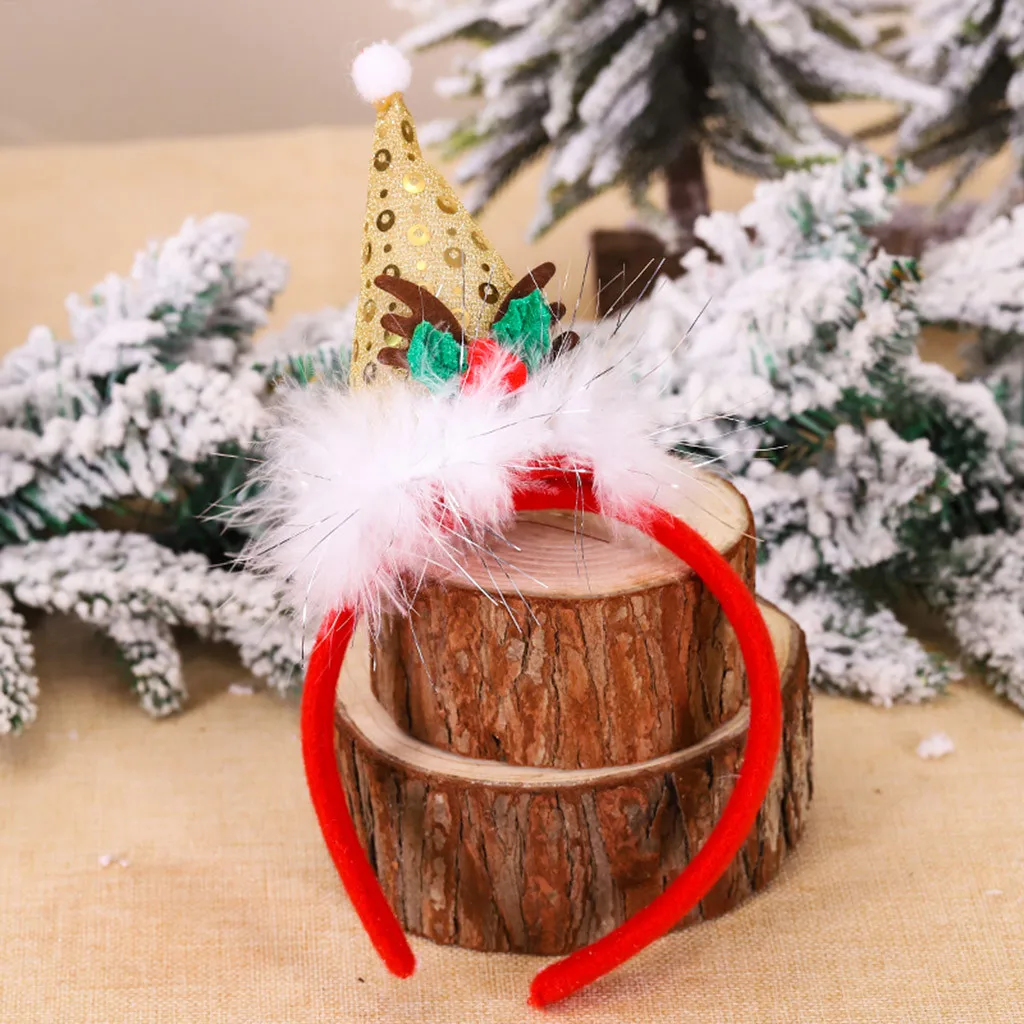 fashion Christmas hat headband head buckle children's gift small sequins triangle day decorations |