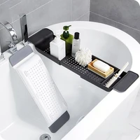 retractable bathtub storage rack bath tray shelf plastic scalable drain rack multi function towel organizer shelf bathroom tools