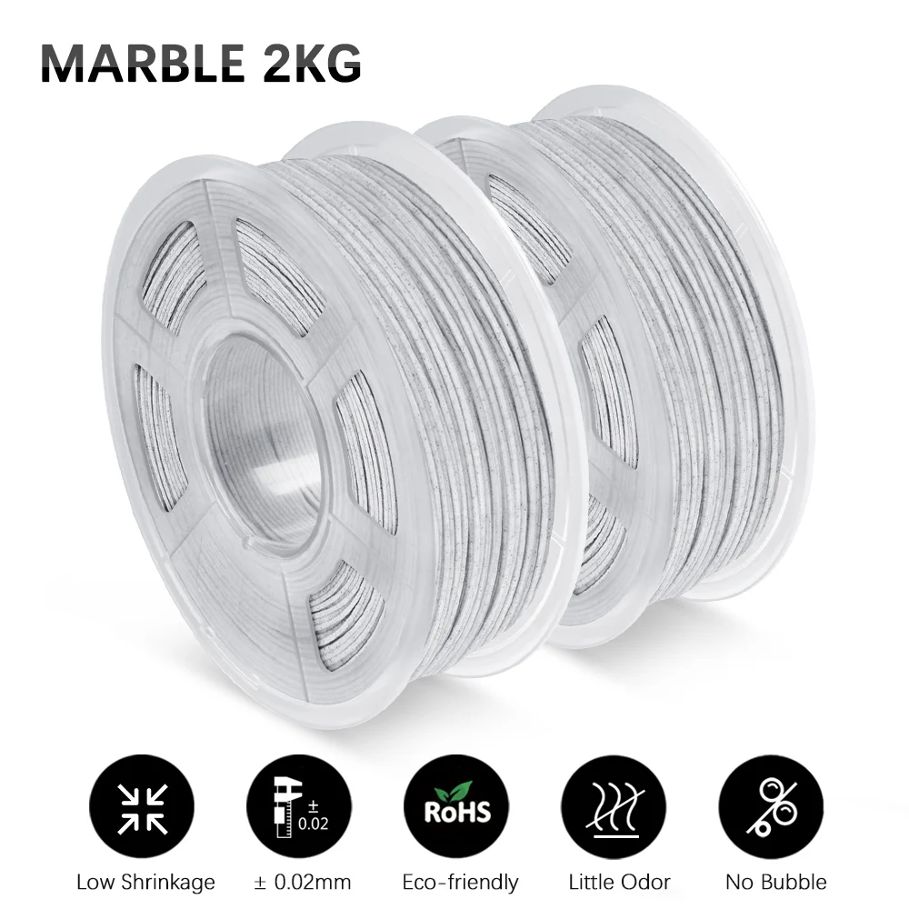 

GOHIGH PLA Marble Filament 2 Rolls 1.75mm Marble Effect Rock For 3D Printing Materials