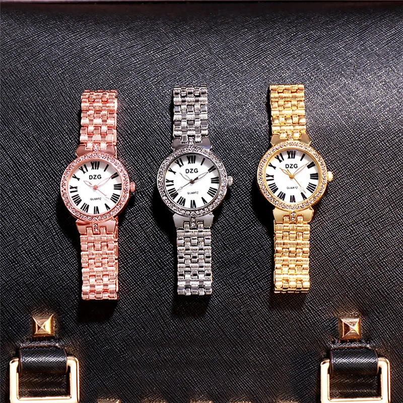 Женские часы в европейском и американском стиле модные с бриллиантовым стальным