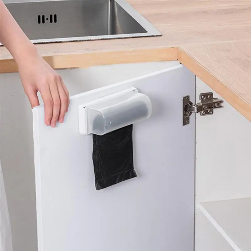 

2Pcs Wall-mounted Garbage Bag Box Hangable Trash Bag Dispenser for Home White