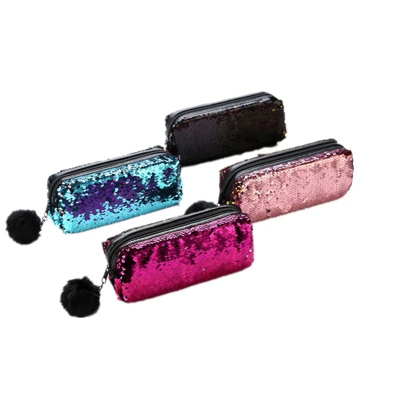 Реверсивный Блестящий карандаш чехлы цветная сумка ручка коробка пенал школьные