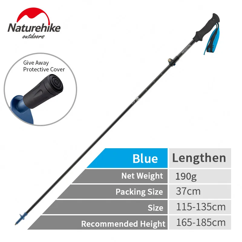 Blue 115cm-135cm Naturehike углеродного волокна альпеншток 175 г ультралегкий складной 5-разделы треккинг полюс Регулируемый Пеший Туризм трости NH18D010-Z - Цвет: Blue 115cm-135cm