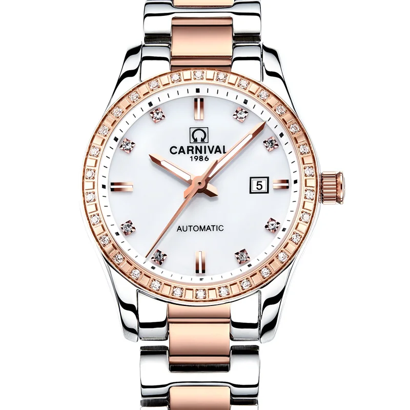 Fashion Automatic Watch for Women Sapphire Mechanical Watches Women Calendar Luminous Waterproof Stainless Steel Montre Femme