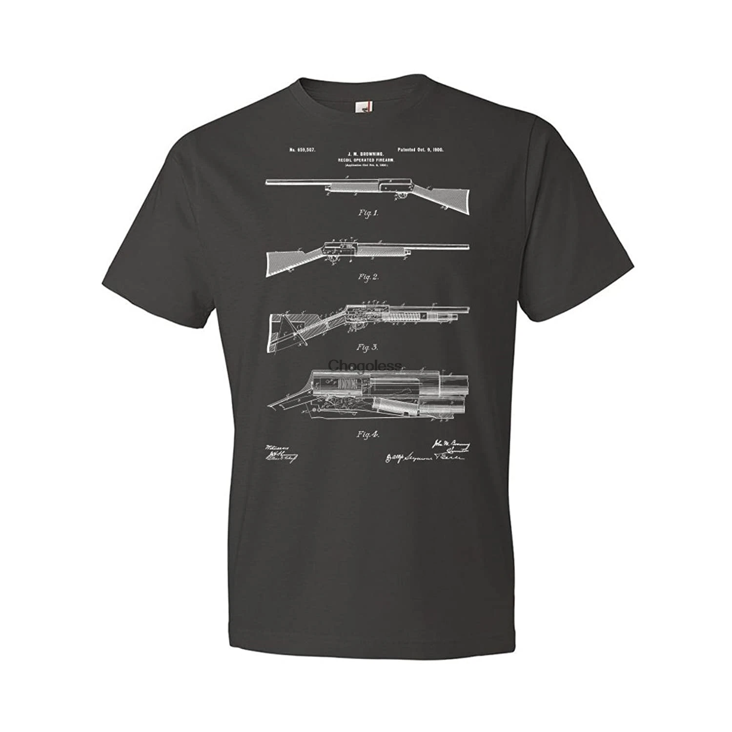 

Browning Auto 5 Shotgun Patent T-Shirt Hunter Gift Shotgun Blueprint