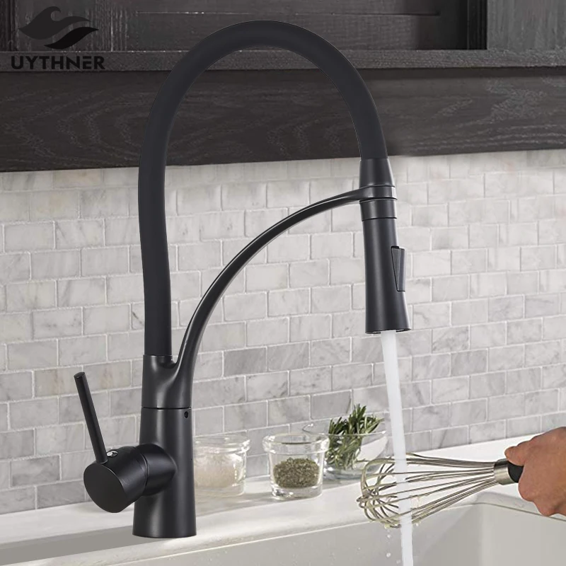Черный светодиодный поворотный кран для кухонной раковины кухонный монтируемый