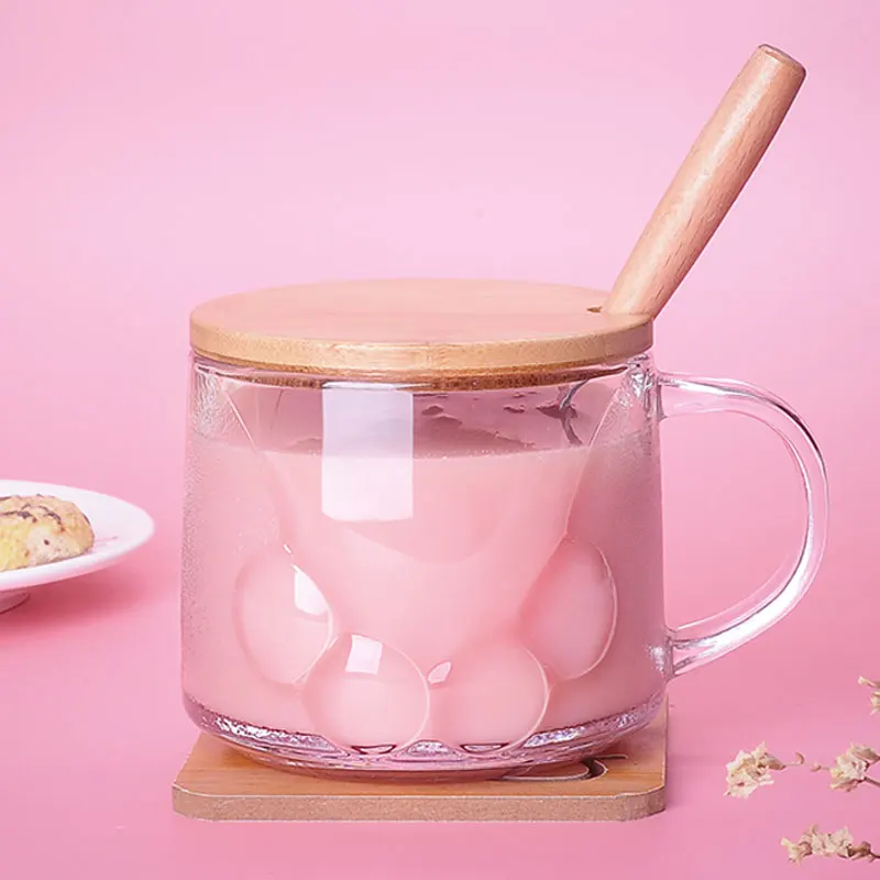 400 мл кружка термостойкая стеклянная чашка для кошки тигровые лапы офисная