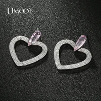 umode drop shape zirconia crystal earring heart shaped hollow earrings for elegant women wedding jewelry accessories ue0728