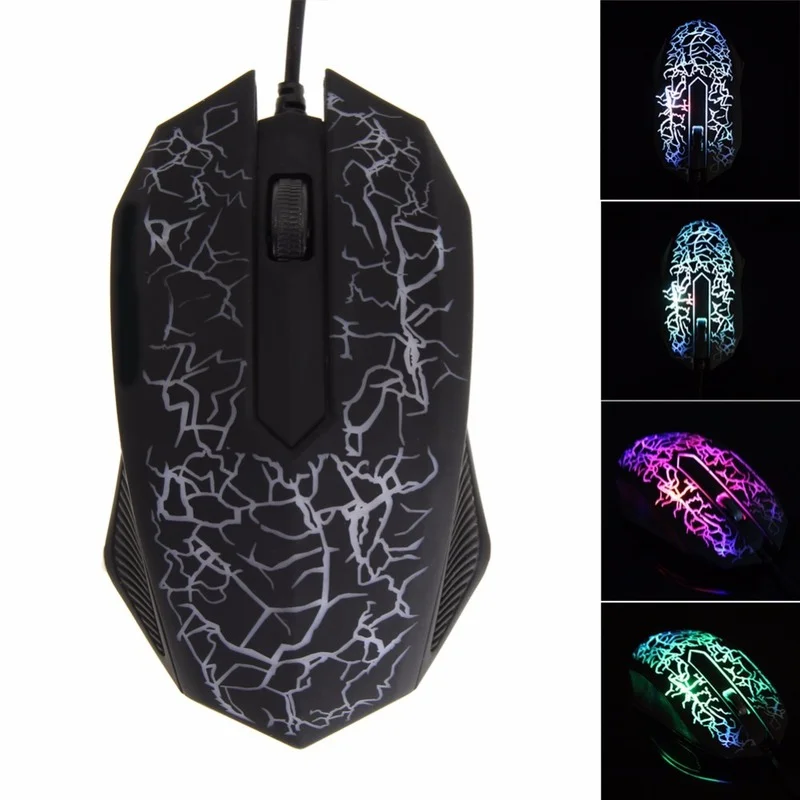 

USB Wired Gaming Mouse 2400DPI Adjustable 3 Buttons Colorful Backlit Optical Computer Mouse Ergonomic Gamer Mice for PC Laptop