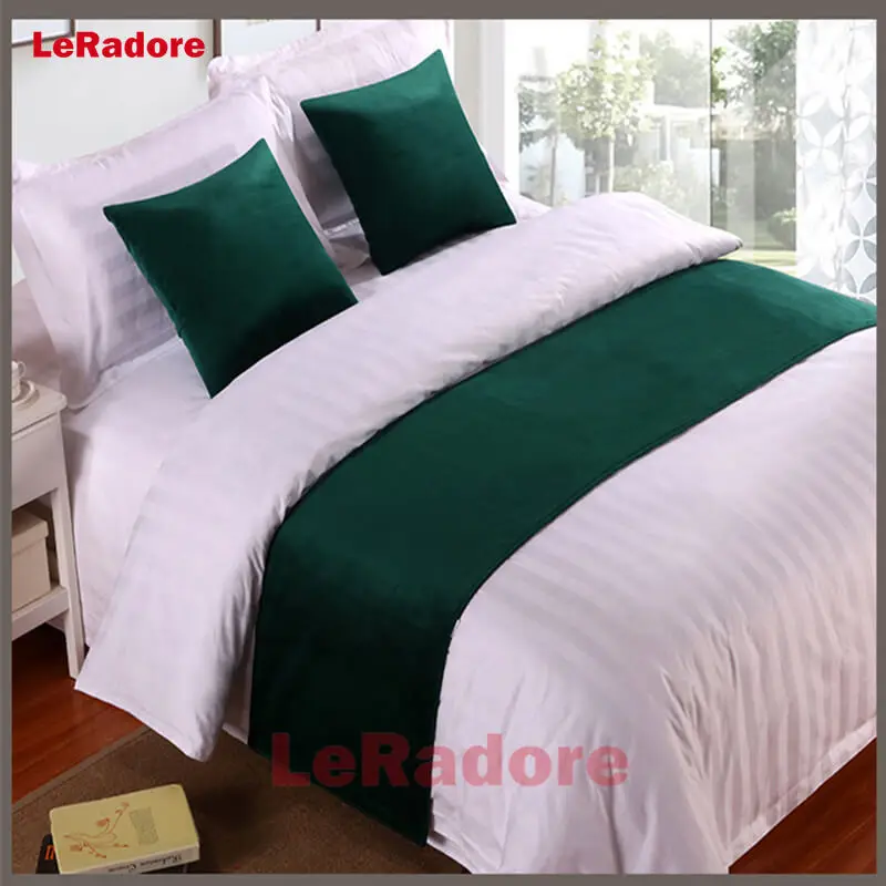 Роскошный бархатный однотонный шарф для кровати набор отелей защитный чехол