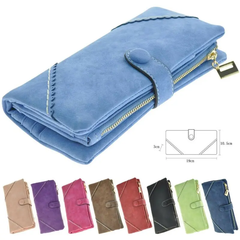 

2019 new women's wallet long portable fashion solid PU leather clutch bag credit card holder purse