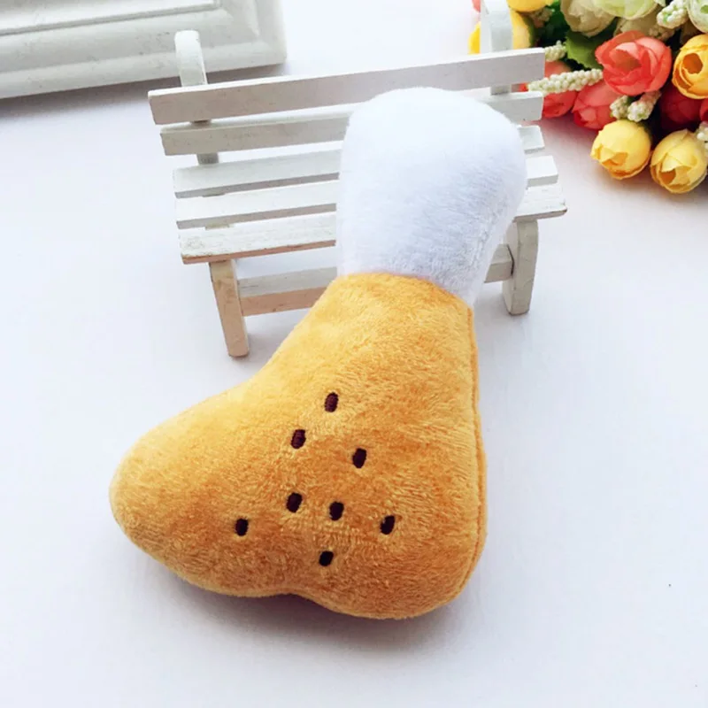 

Cat Interactive Funny Drumstick Squeaky Toy Molar Tools Cute Dog Toys Plush Bone Chicken Dog Squeaky Toys Pet Chew Toy