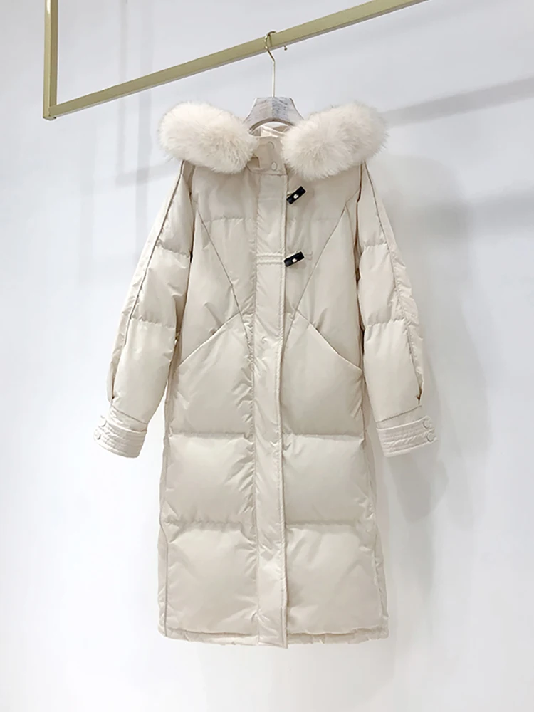 

JCHB 2021 Women's Down Jacket Long Coat Female Warm Winter Parkas Woman Real Fox Fur Collar Hooded Clothes Mujeres Abrigos Pph1