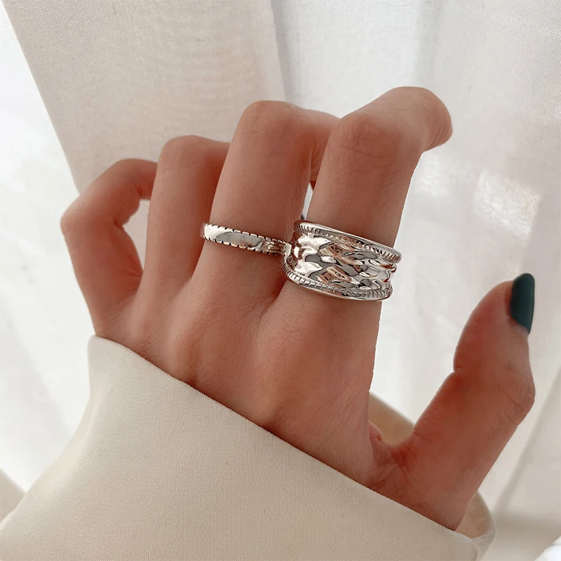 Для вечерних мероприятий текстура Широкая поверхность индекс серебряное кольцо