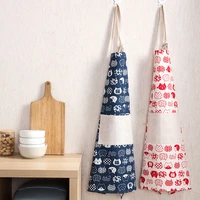 cotton and linen fabric art fashion printing apron home sleeveless apron kitchen anti oil apron cooking gown