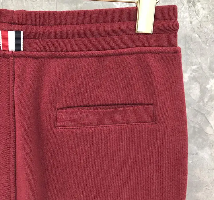 

TB THOM BULUO Brand Sweatpants Men Women Red Cotton Casual Sports Trousers Tracksuit Bottoms Mens Jogger Track Pants