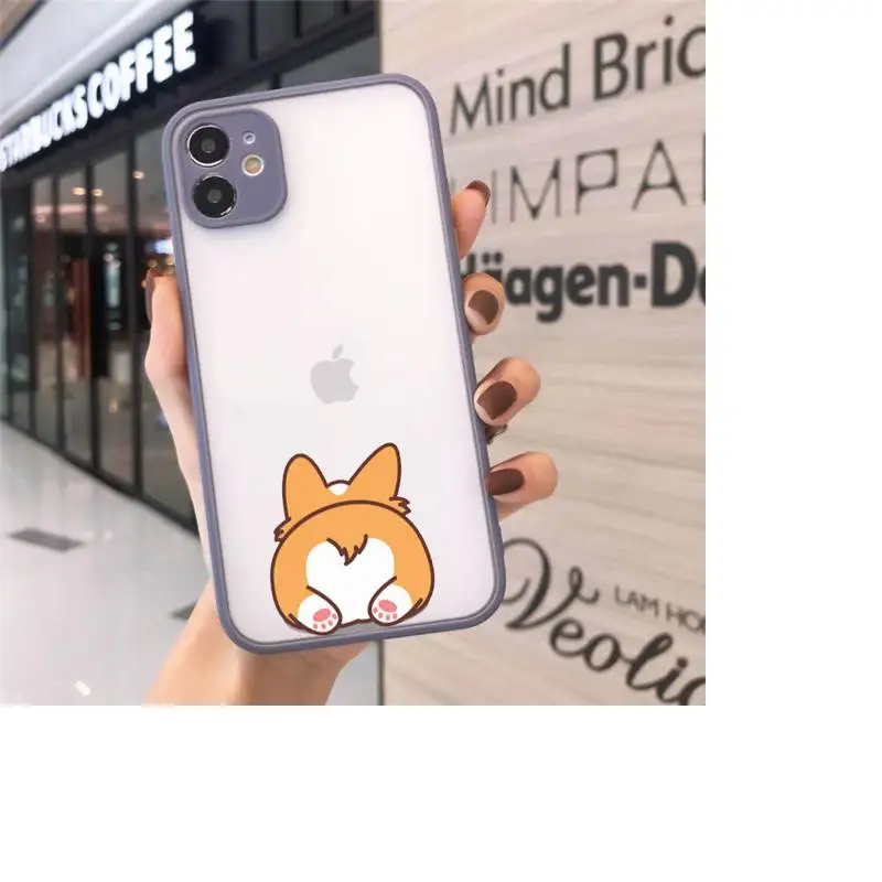 

Corgi Butt cute Animal Puppy luxury funda Phone Cases matte transparent For iphone 7 8 11 12 plus mini x xs xr pro max cover
