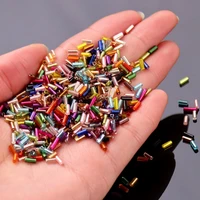 16 color wholesale glass bugles beads tube multi size 2mm 4mm 6mm length straight glass seed bugle for diy jewelry making 450g