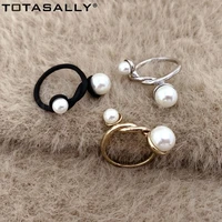 totasally original women rings romantic double simulated pearl twisted alloy finger rings ladies jewelry gifts dropship