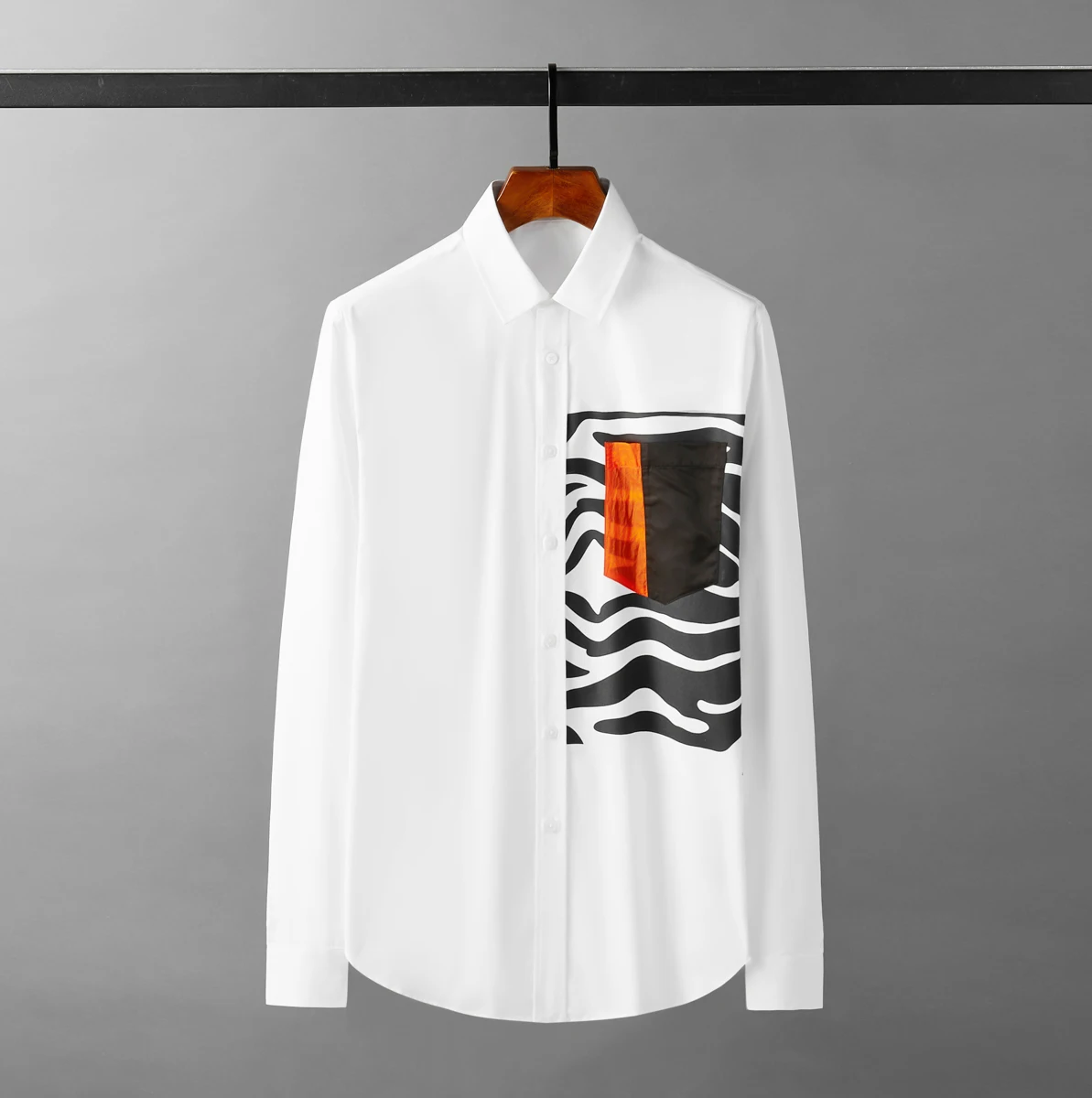 

Рубашка Minglu мужская с длинным рукавом, Хлопковая сорочка с принтом зебры, Повседневная модная вечерние таленная, вечерняя, белого цвета