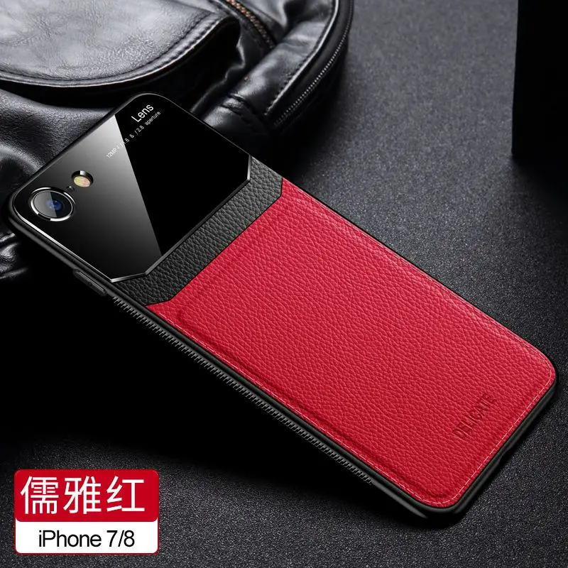 red Кожаный чехол для Iphone X Xr, для Iphone 7, 8, 7 plus, 8 Plus, из искусственной кожи, анти-осенний чехол для Iphone Xs max, роскошный, 11 Pro, Max, зеркальный - Цвет: red