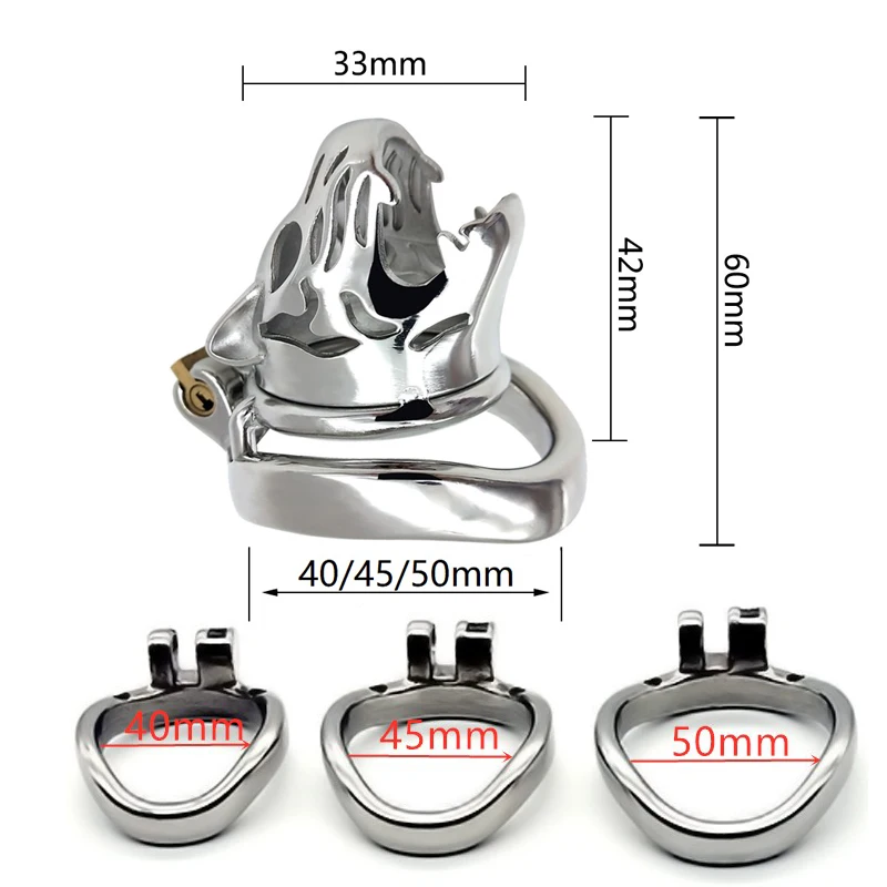 Stainless steel Tiger head short male Chastity cage metal penis lock ring ball stretcher BDSM bondage restraint sex toy for man | Красота и