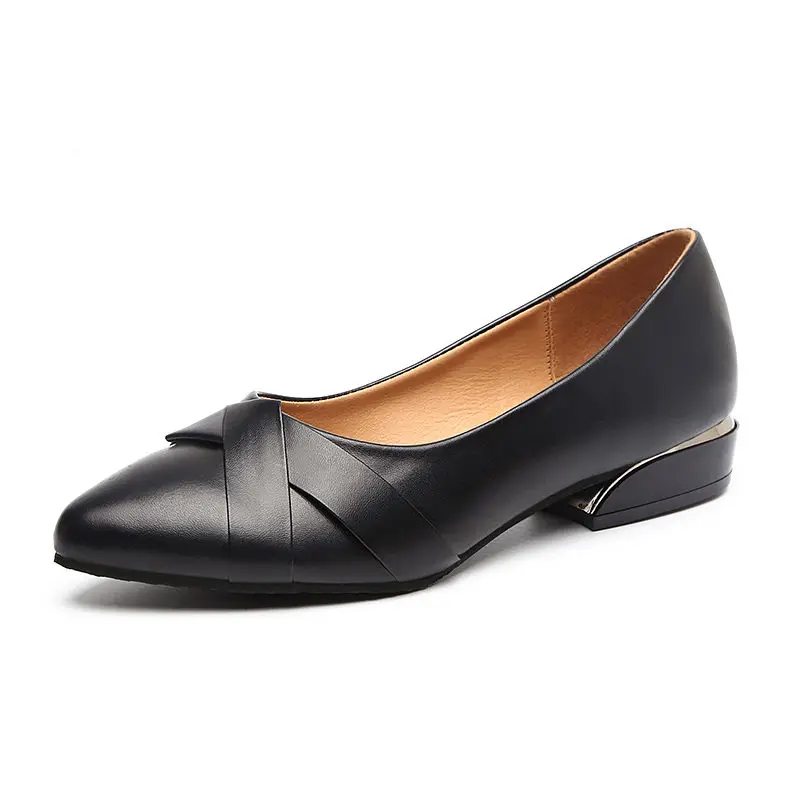 

Women Fashion Sweet Pointed Toe Brown Pu Leather Slip on Square Heel Pumps Lady Casual Black Office Heel Shoes Zapatos G6330c