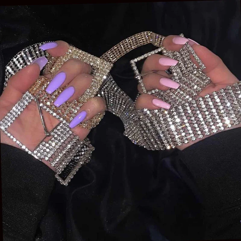 New Women's Full Diamond Belts Fashion Female Luxury Ten Rows of Inlaid Rhinestone Belt High Quality Punk Pin Buckle Belts