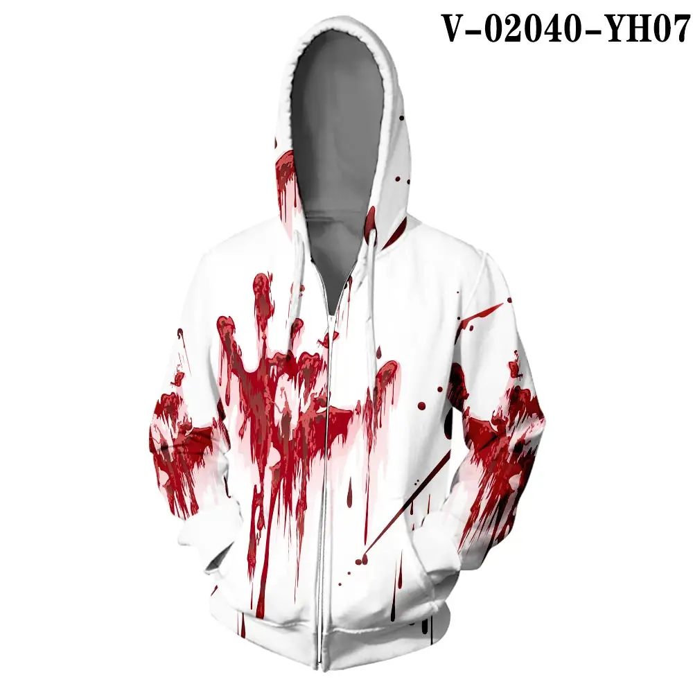 V02040 WAMNI/толстовка на молнии с капюшоном в стиле хип-хоп для косплея; толстовка на молнии с объемной молнией для Хэллоуина; классные аксессуары для косплея в стиле колледжа - Цвет: V02040