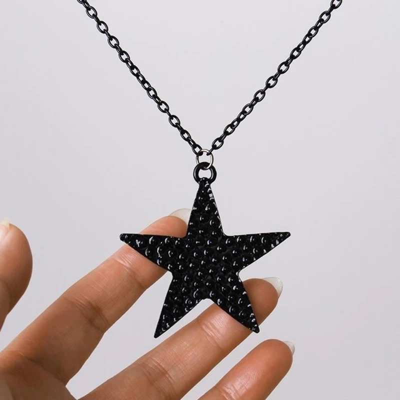 Корейский тренд черная подвеска в виде пентаграммы ожерелье женская мода